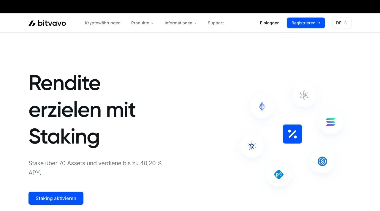 Bitvavo Staking: Übersicht der Staking-Funktion in der App
